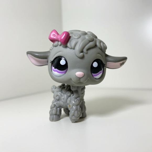 Littlest Pet Shop Other - RARE Littlest Pet Shop - Gray Lamb with Pink Bow
